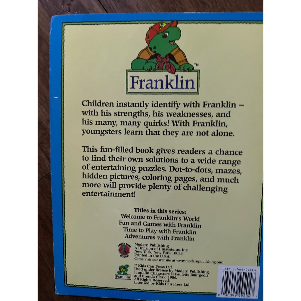 Franklin Coloring and Activity Book‎ Fun and Games 2000 Modern Publishing - Picture 3 of 4